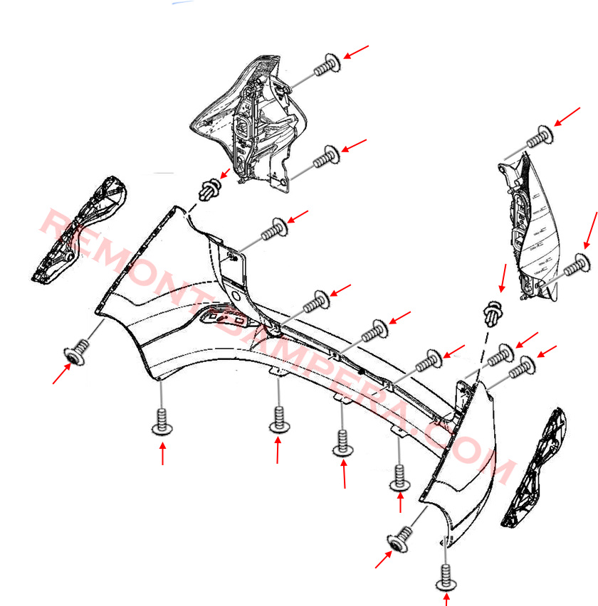 Rear bumper mounting diagram Renault (Dacia) Lodgy
