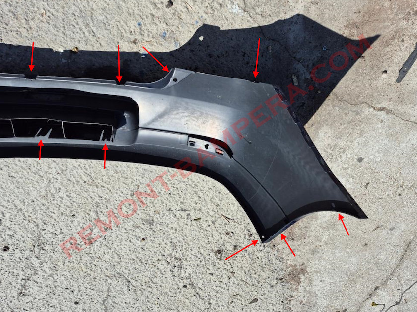 mounting points of the rear bumper Renault (Dacia) Logan II