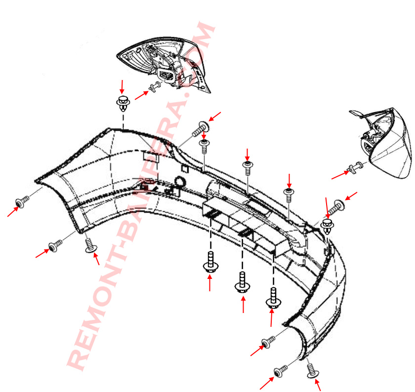 rear bumper mounting diagram Renault (Dacia) Logan II