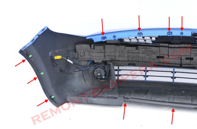 Renault Scenic II front bumper mounting locations