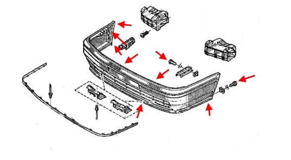 Схема крепления переднего бампера Renault 21