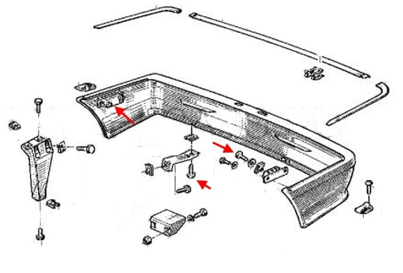 Schéma de fixation pare-chocs arrière Renault 25