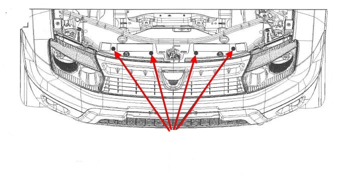 Schéma de fixation pare-chocs avant Renault (Dacia) Dokker