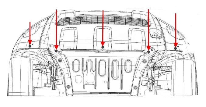 Schéma de fixation pare-chocs avant Renault (Dacia) Dokker