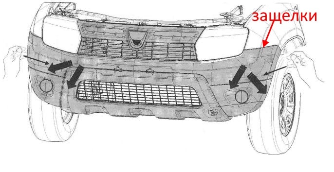 Schéma de fixation pare-chocs avant Renault (Dacia) Dokker