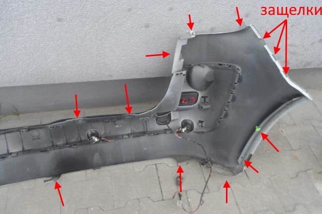 Points de fixation pare-chocs arrière Renault Scenic 2 (2003-2009)