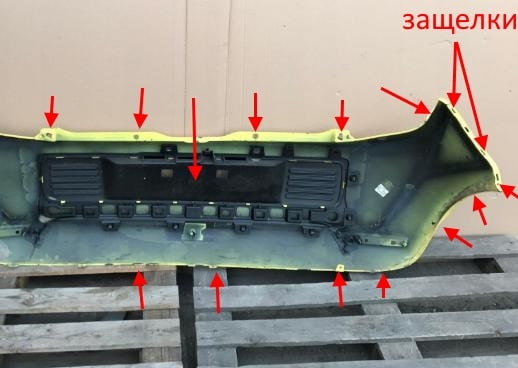 Points de fixation pare-chocs arrière Renault Twingo 3 (après 2014)