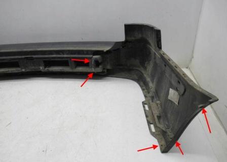 puntos de fijación del parachoques trasero Saab 9-5 (2001-2005)