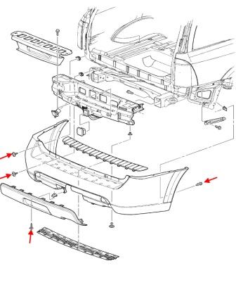 Montageplan für Saab 9-7X Heckstoßstange