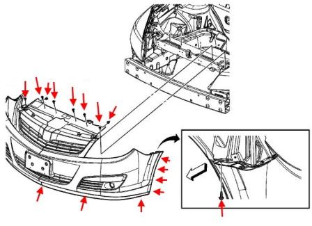 Schema attacco paraurti anteriore Saturn Aura