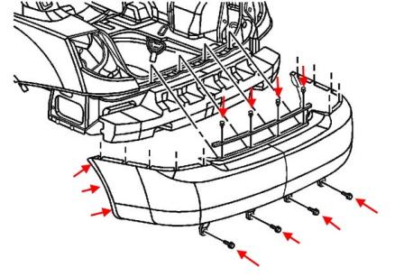 Schema di montaggio del paraurti posteriore Saturn Ion