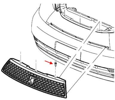 The scheme of fastening of the front bumper Saturn L-Series 