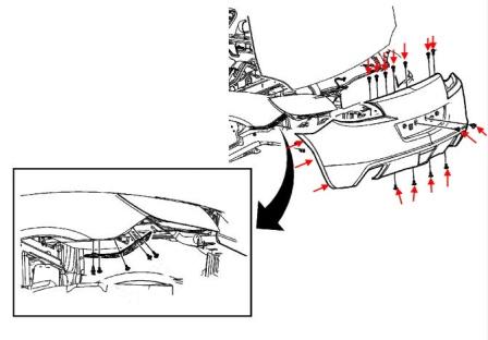 The scheme of fastening of the rear bumper Saturn Sky