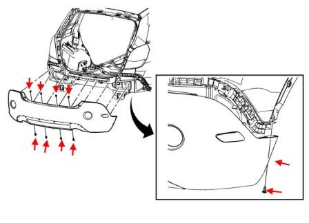 Montageplan für den hinteren Stoßfänger des Saturn Vue (2008-2010)