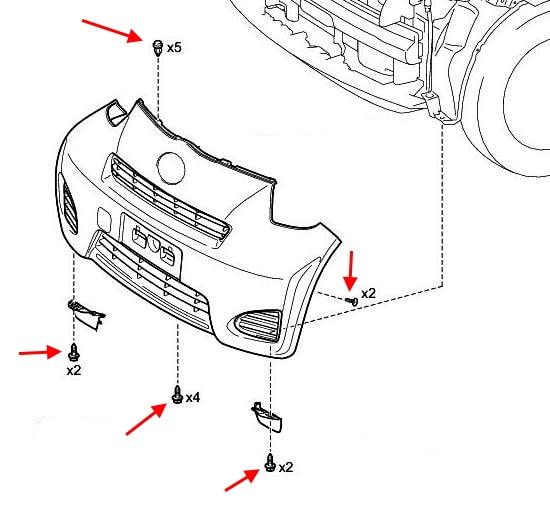 Scion iQ front bumper attachment diagram