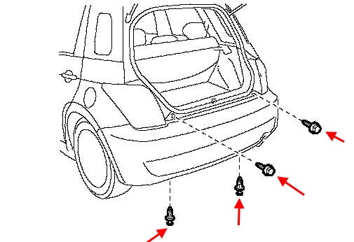 Schéma de montage du pare-chocs arrière Scion xA
