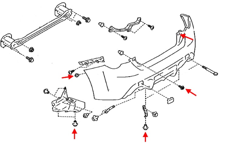 Subaru BRZ rear bumper mounting scheme