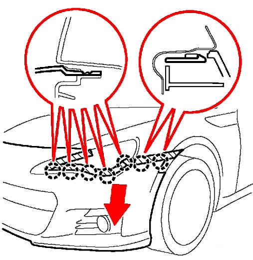 Subaru BRZ front bumper mounting scheme