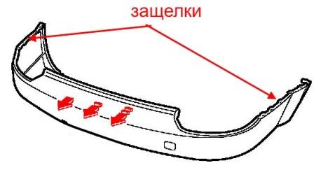 the scheme of fastening of the rear bumper Subaru Tribeca B9 (2005-2007)