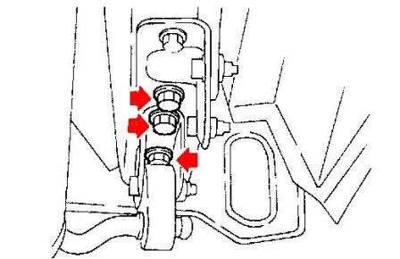 the scheme of fastening of the rear bumper Subaru Forester SF (1997-2002)