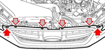 Montageschema für vordere Stoßstange Subaru Impreza (2011-2016)