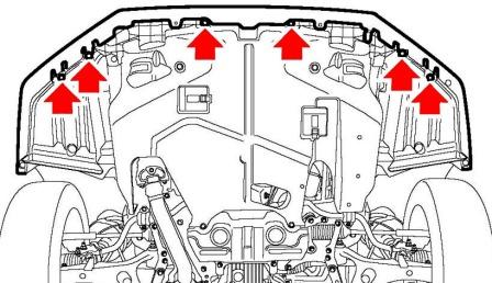 Schéma de fixation du pare-chocs avant Subaru Impreza (2011-2016)