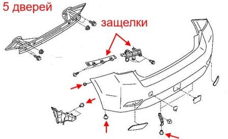 Montageplan für Heckstoßstange Subaru Impreza (2011-2016)