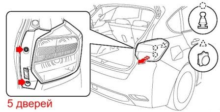 Montageplan für Rückleuchte Subaru Impreza (2011-2016)