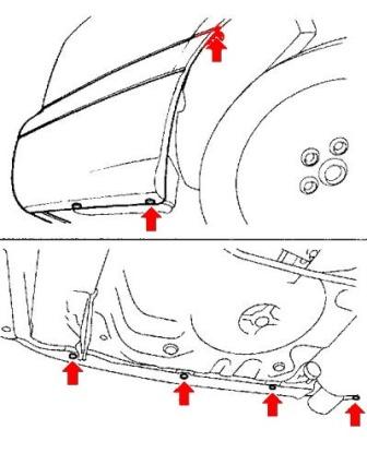 Montageplan für die hintere Stoßstange Subaru Legacy (1998-2003)