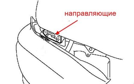 the scheme of fastening of the front bumper Subaru Legacy (2003-2009)