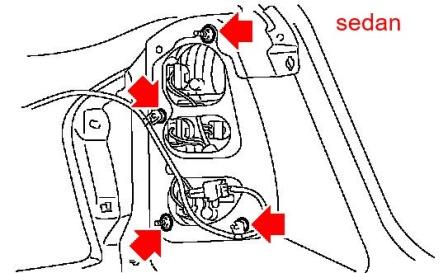 scheme of fastening of tail light Subaru Legacy (2003-2009)