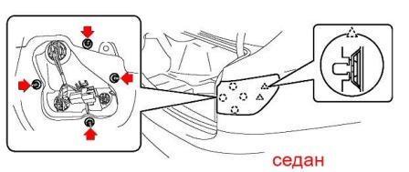 scheme of fastening of tail light Subaru Legacy (2009-2014)