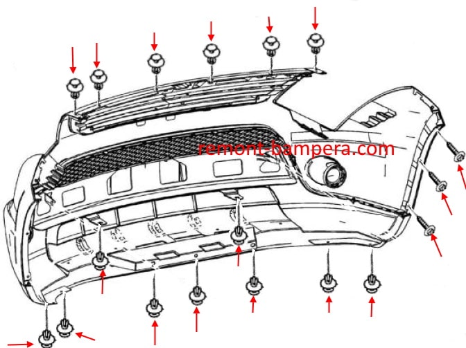 Front bumper mounting diagram Suzuki XL7 II (2006-2009)