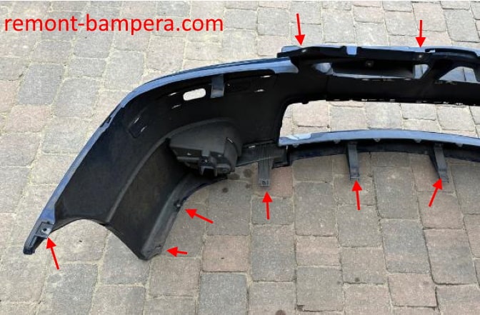 attachment points of the front bumper Aerio / Liana (2001-2007)