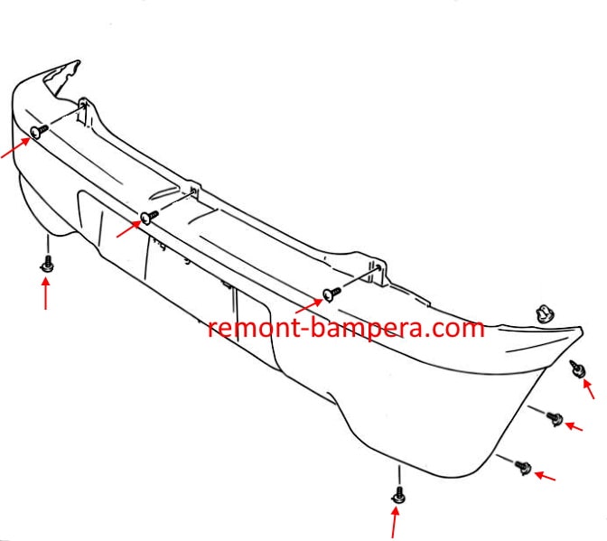 Rear bumper mounting diagram Suzuki Alto IV (HA11) (1994-1998)