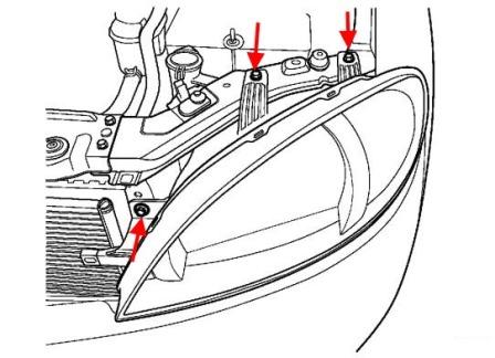 схема крепления фары Suzuki Forenza (Reno)