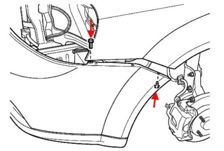 схема крепления переднего бампера Suzuki Forenza (Reno)