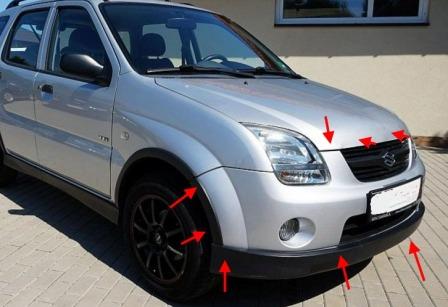 the attachment of the front bumper Suzuki Ignis (2000-2006)