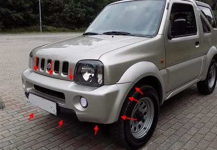 Points de fixation du pare-chocs avant Suzuki Jimny (с 1998 года)