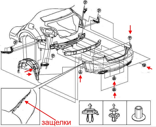 diagram rear bumper Suzuki Kizashi