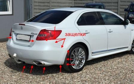 the attachment of the rear bumper Suzuki Kizashi