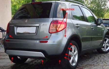 points de fixation pare-chocs arrière Suzuki SX4 (2006-2013)