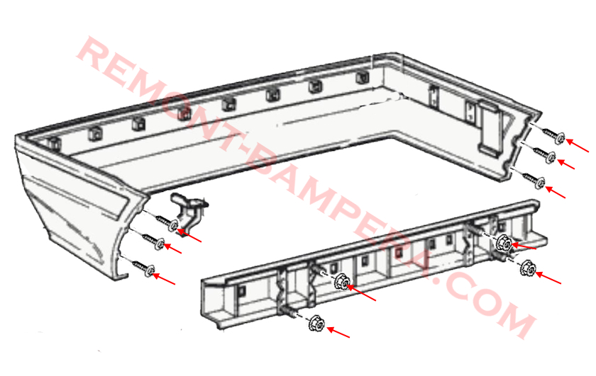 Rear Bumper Mounting Diagram Volvo 440/460 1988-1996