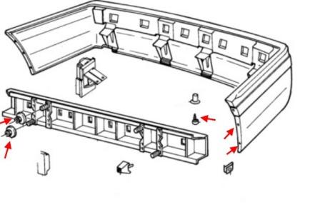 the scheme of fastening of the rear bumper Volvo 440-460