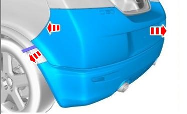 the scheme of fastening the rear bumper of the Volvo C30