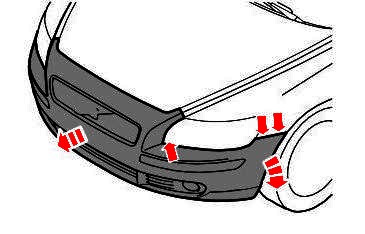 diagrama de montaje del parachoques delantero Volvo C70 (2006-2013)