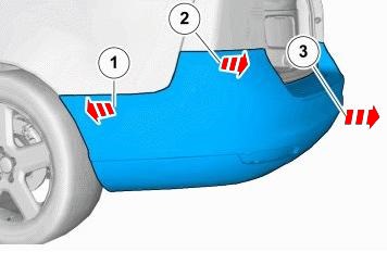 the scheme of fastening of the rear bumper Volvo S40 V50 (2004-2012)