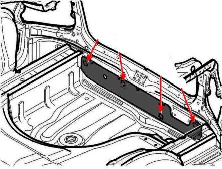 the scheme of fastening of the rear bumper Volvo S60 V70 XC70 (2000-2009)