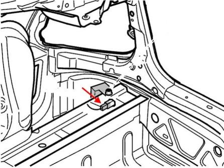 the scheme of fastening of the rear bumper Volvo S60 V70 XC70 (2000-2009)