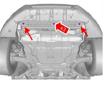 the scheme of fastening of the front bumper Volvo S60, XC60, XC70 (after 2010)